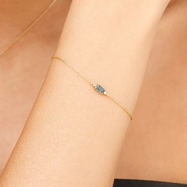 Leaf Jewelry Armkette London Blue Topas, 14K Gelbgold Jubiläumsangebot