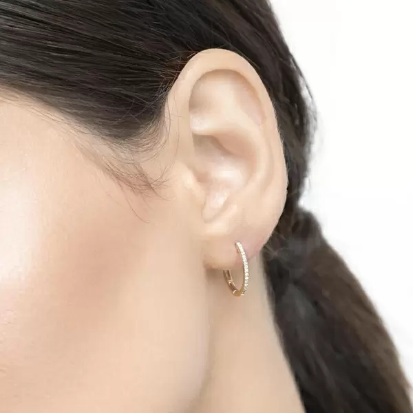 Leaf Jewelry Creole Circle S mit Diamanten, 15mm, 18 K Gelbgold Top Angebot