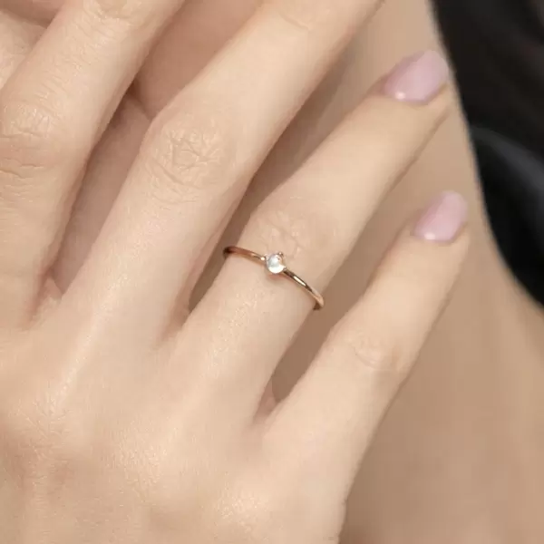 Leaf Jewelry Ring Cabochon, 14 K Rosegold, Mondstein Zeitlich begrenztes Angebot