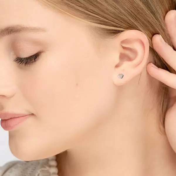 Leaf Jewelry Ohrstecker Herz, 14 K Weissgold Blitzangebot