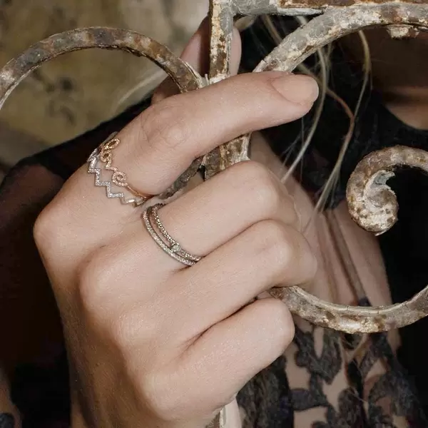 Leaf Jewelry Memoryring mit Diamanten, 18 K Weißgold Bestseller