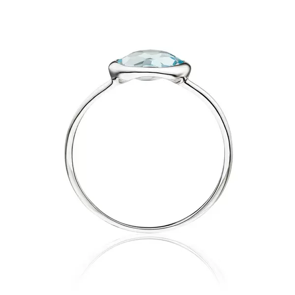 Leaf Jewelry Ring 14 K Weißgold, Blauer Topas Saisonale Angebote