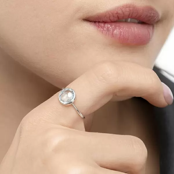 Leaf Jewelry Ring 14 K Weißgold, Blauer Topas Saisonale Angebote