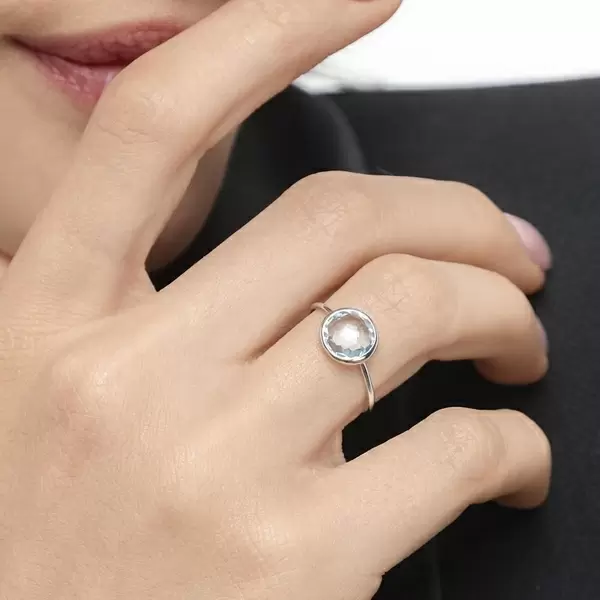 Leaf Jewelry Ring 14 K Weißgold, Blauer Topas Saisonale Angebote