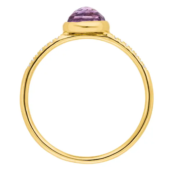 Leaf Jewelry Ring Amethyst mit Diamanten, 14K Gelbgold Kauf eins, bekomm eins gratis