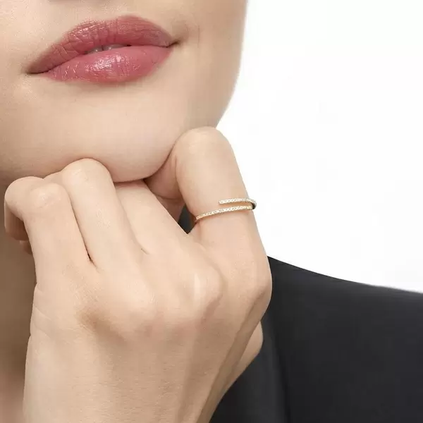 Leaf Jewelry Ring Open mit Diamanten, 18 K Gelbgold Tägliche Deals