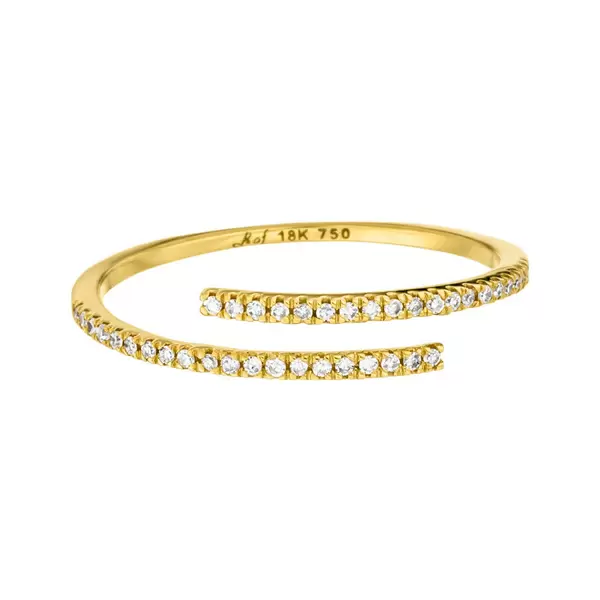 Leaf Jewelry Ring Open mit Diamanten, 18 K Gelbgold Tägliche Deals