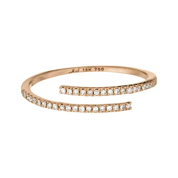 Leaf Jewelry Ring Open mit Diamanten, 18 K Rosegold VIP-Rabatte