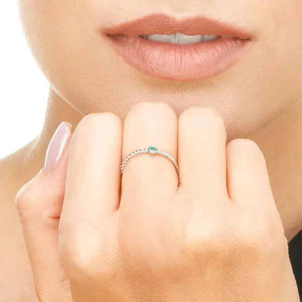 Leaf Jewelry Ring Twist Smaragd, 14K Weißgold Super Sparpreis