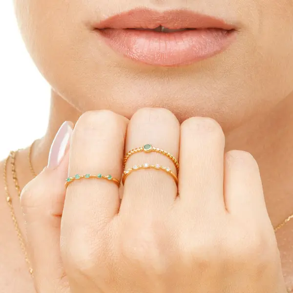 Leaf Jewelry Ring Twist Smaragd, 14K Weißgold Super Sparpreis