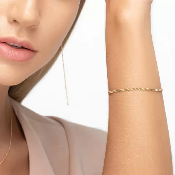 Leaf Jewelry Armkette Ball Chain Double, 14 K Gelbgold Begrenzte Freigabe