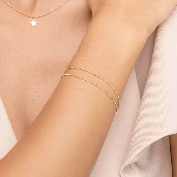 Leaf Jewelry Armkette Ball Chain Double, 14 K Gelbgold Begrenzte Freigabe