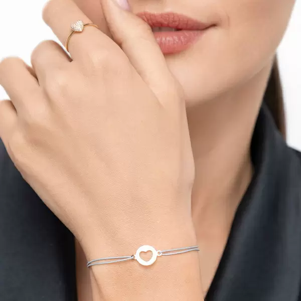Leaf Jewelry Glücksbändchen Heart, 14 K Gelbgold, Beige Letzte 2 Tage