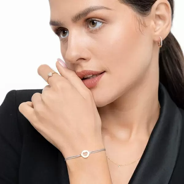 Leaf Jewelry Glücksbändchen Heart, 14 K Gelbgold, Beige Letzte 2 Tage