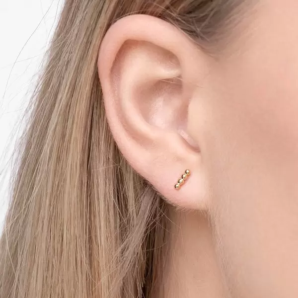 Leaf Jewelry Ohrstecker 4 Kugel, 14K Gelbgold Zeitbegrenzte Promotion