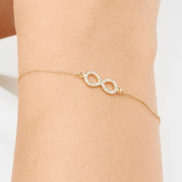 Leaf Jewelry Armkette Infinity mit Diamanten, 18 K Gelbgold Bis zu 55% Rabatt