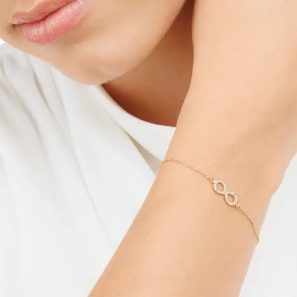 Leaf Jewelry Armkette Infinity mit Diamanten, 18 K Gelbgold Bis zu 55% Rabatt