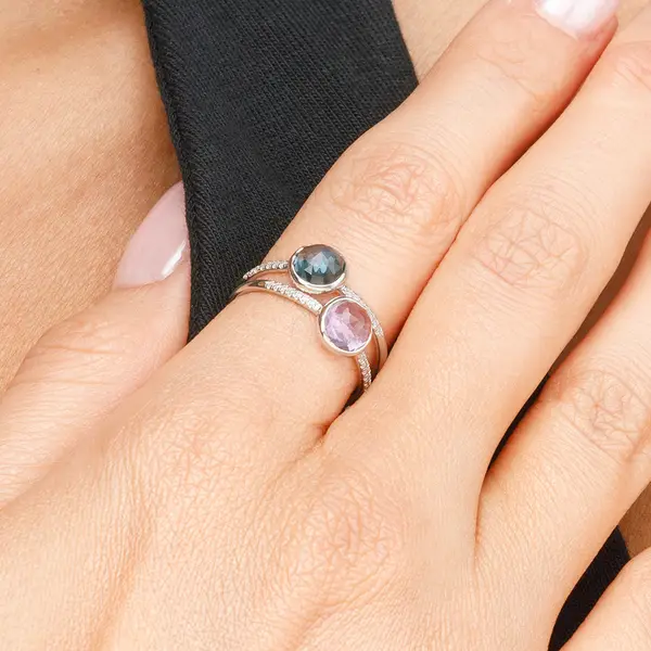 Leaf Jewelry Ring Amethyst mit Diamanten, 14K Weißgold Discount Store für neue Produkte