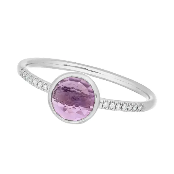 Leaf Jewelry Ring Amethyst mit Diamanten, 14K Weißgold Discount Store für neue Produkte