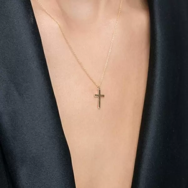 Leaf Jewelry Halskette Kreuz, 14 K Gelbgold Super Rabatt