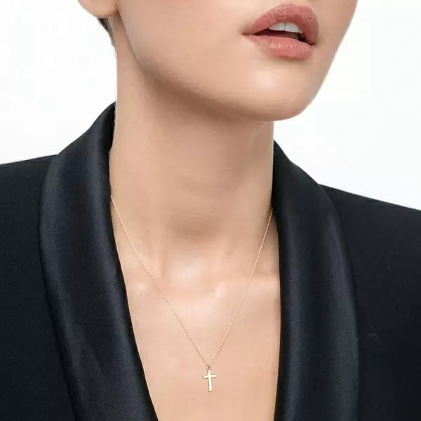 Leaf Jewelry Halskette Kreuz, 14 K Gelbgold Super Rabatt