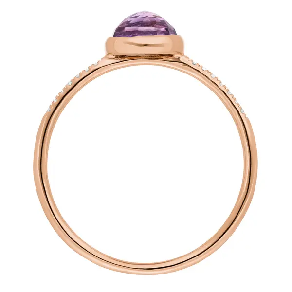 Leaf Jewelry Ring Amethyst mit Diamanten, 14K Rosegold, Gr.50 Riesige Rabatte