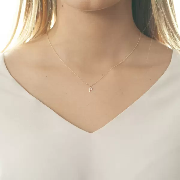 Leaf Jewelry Halskette Letter "P", 14 K Rosegold mit Diamanten 50% Rabatt mit kostenlosem Versand
