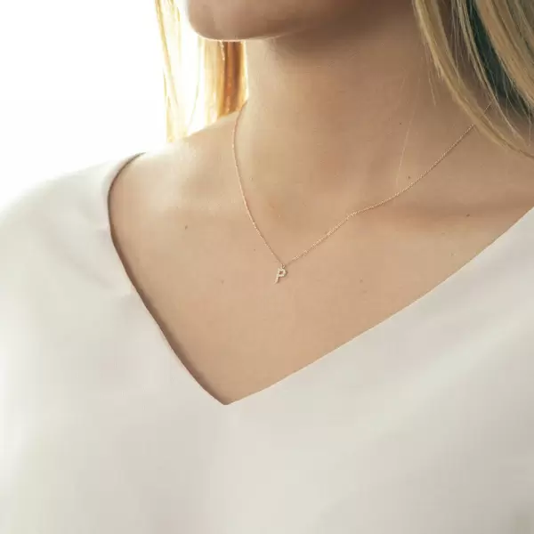 Leaf Jewelry Halskette Letter "P", 14 K Rosegold mit Diamanten 50% Rabatt mit kostenlosem Versand