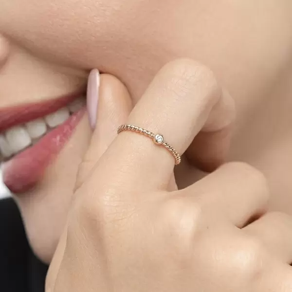 Leaf Jewelry Ring Solitaire, 18 K Rosegold Speichern exportieren