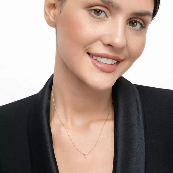 Leaf Jewelry Halskette Pure Diamant, 18 K Rosegold Im Verkauf