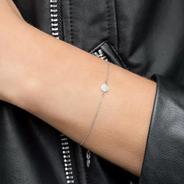 Leaf Jewelry Armkette Pavé mit Diamanten, 18 K Weißgold 50% Rabatt für begrenzte Zeit