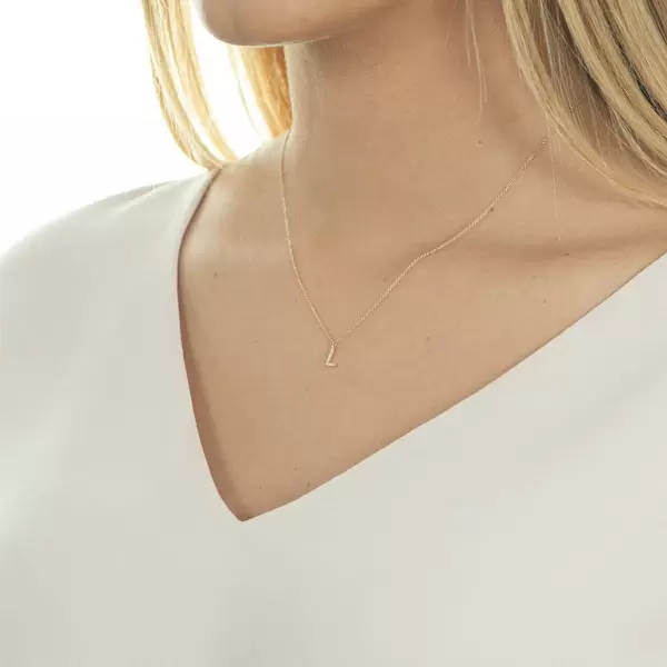 Leaf Jewelry Halskette Letter "L", 14 K Rosegold mit Diamanten Online