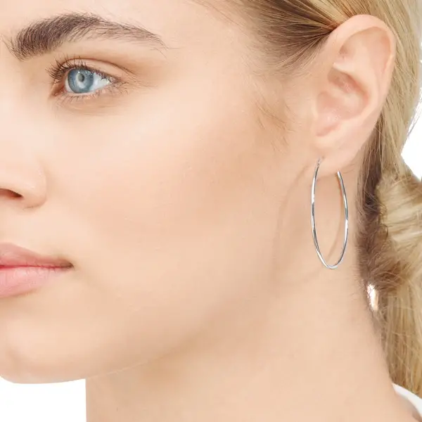 Leaf Jewelry Creole Rund L, 40mm, 14 K Weissgold Outlet