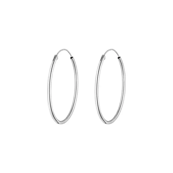 Leaf Jewelry Creole Rund L, 40mm, 14 K Weissgold Outlet