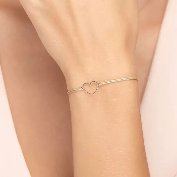 Leaf Jewelry Glücksbändchen GENTLE HEART, 14 K Rosegold, Beige Auslauf
