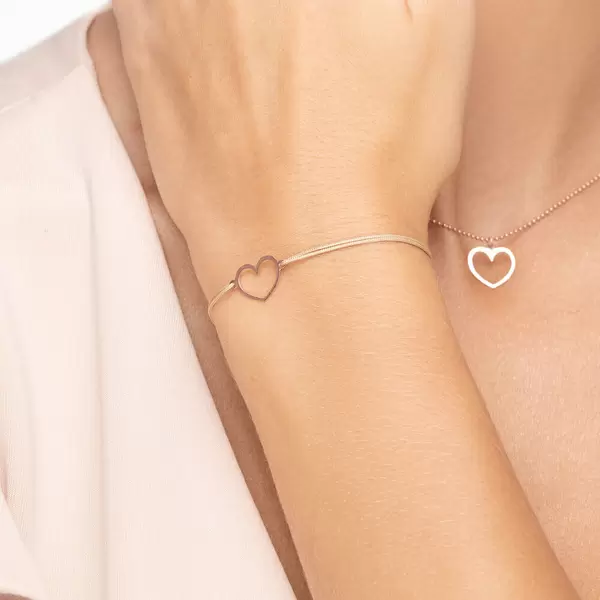Leaf Jewelry Glücksbändchen GENTLE HEART, 14 K Rosegold, Beige Auslauf