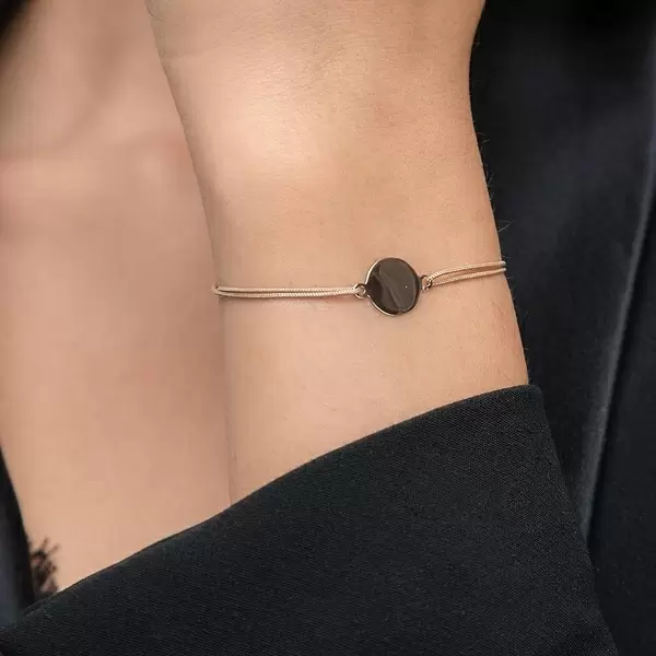 Leaf Jewelry Glücksbändchen Plate, 14 K Rosegold, Beige Angebote