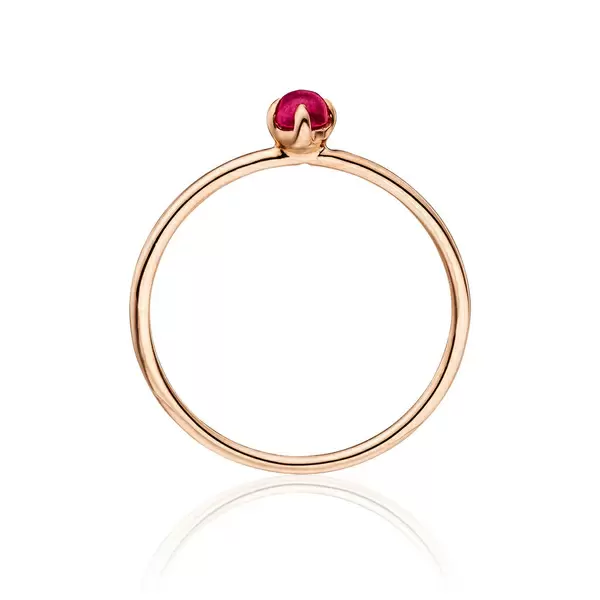 Leaf Jewelry Ring Cabochon, 14 K Roségold, Rubin, Gr.50 Hotsell