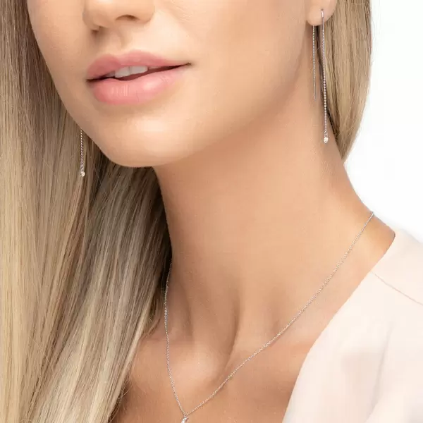 Leaf Jewelry Ohrringe Pure Ball Chain, 14 K Weißgold Fabrikverkauf