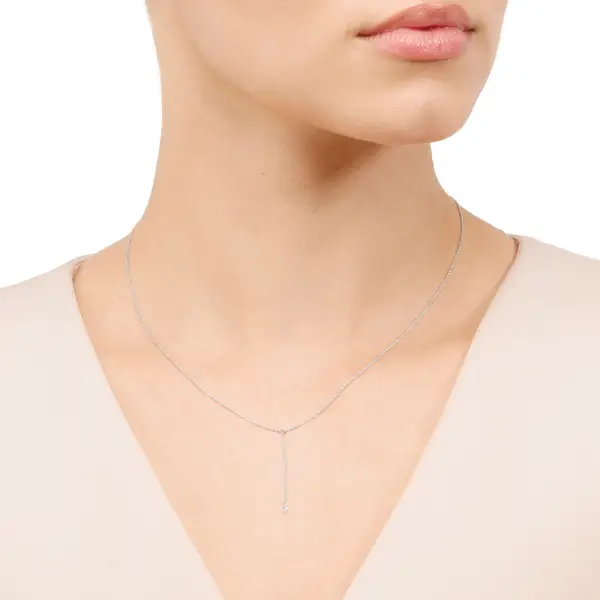 Leaf Jewelry Halskette Y-Pure Diamant, 18 K Weißgold Limitierter Zeitrabatt