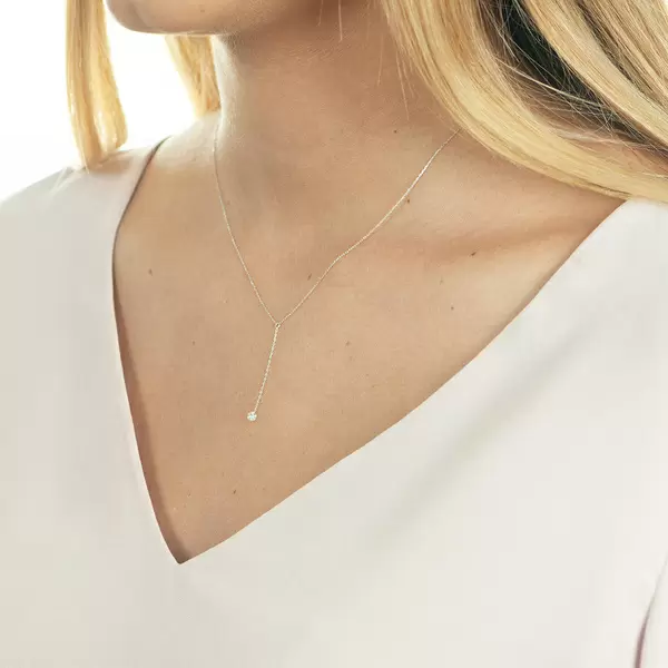 Leaf Jewelry Halskette Y-Pure Diamant, 18 K Weißgold Limitierter Zeitrabatt