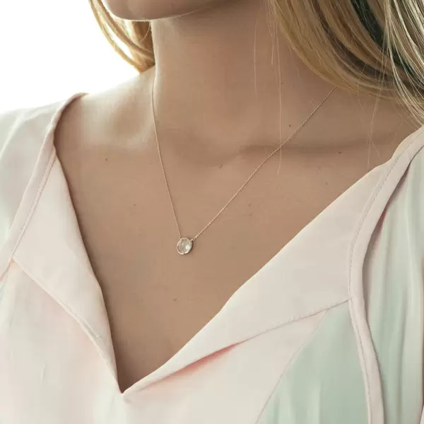 Leaf Jewelry Halskette Rosenquarz, 14 K Roségold Fabrik Onlineshop