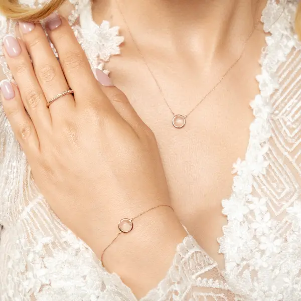 Leaf Jewelry Halskette Rosenquarz, 14 K Roségold Fabrik Onlineshop
