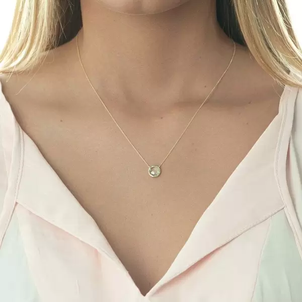 Leaf Jewelry Halskette Grüner Amethyst, 14 K Gelbgold Fabrikpreis