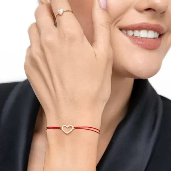 Leaf Jewelry Glückarmband Herz mit Diamanten, 18 K Gelbgold, Beige Sonderangebot