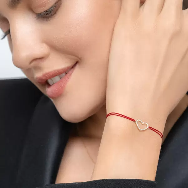 Leaf Jewelry Glückarmband Herz mit Diamanten, 18 K Gelbgold, Beige Sonderangebot