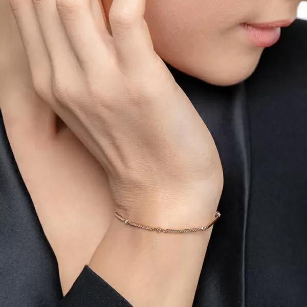 Leaf Jewelry Armband Bar, 18K Rosegold, Diamanten Rabatt