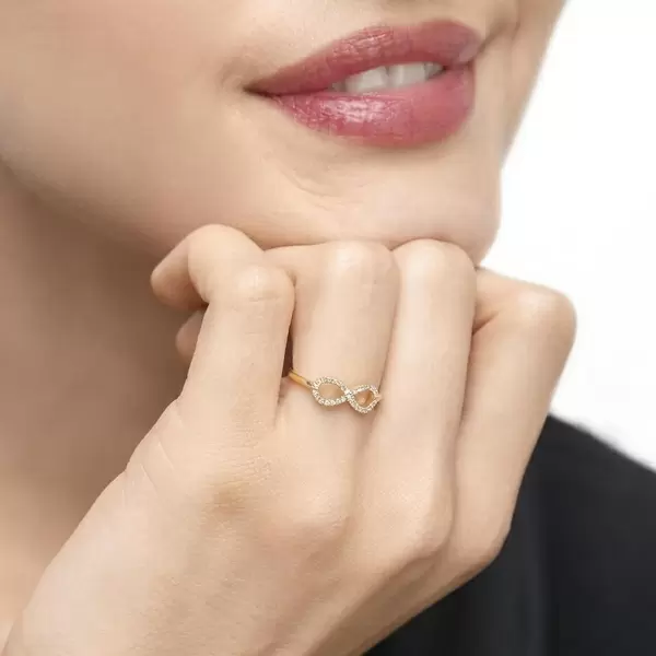 Leaf Jewelry Infinityring mit Diamanten, 18 K Gelbgold Versandkostenfrei