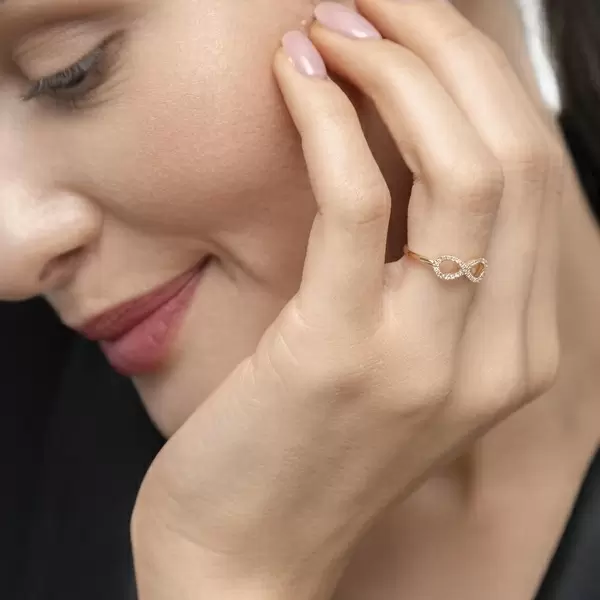 Leaf Jewelry Infinityring mit Diamanten, 18 K Gelbgold Versandkostenfrei