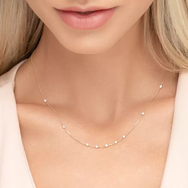 Leaf Jewelry Halskette White Pearls, 14 K Gelbgold Großer Ausverkauf